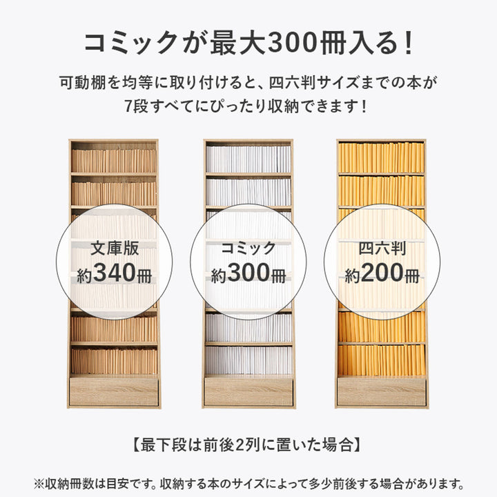 1cmピッチ可動本棚幅60cmハイタイプ可動棚5枚引出し付