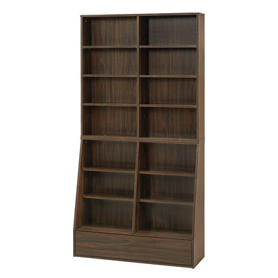 1cmピッチ可動 本棚 幅90cm ハイタイプ 可動棚10枚 引出し付