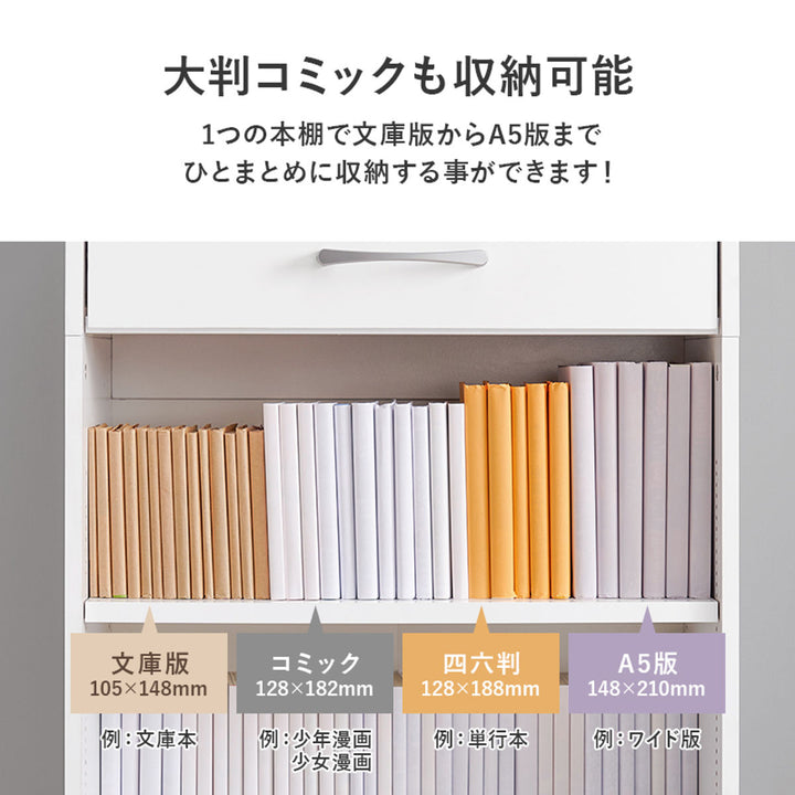 1cmピッチ可動本棚幅60cm可動棚3枚引出し付