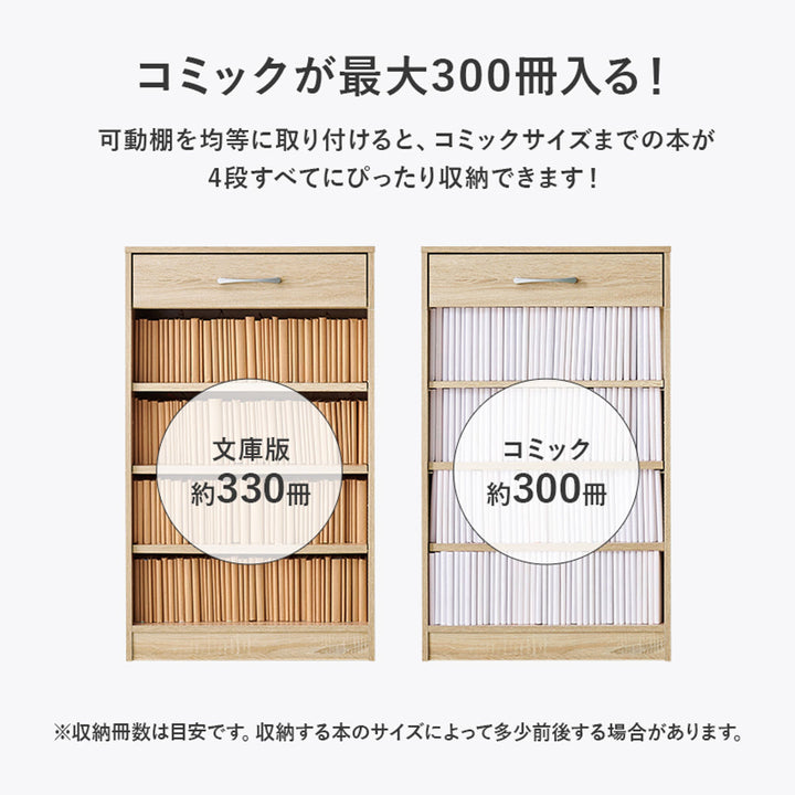 1cmピッチ可動本棚幅60cm可動棚3枚引出し付