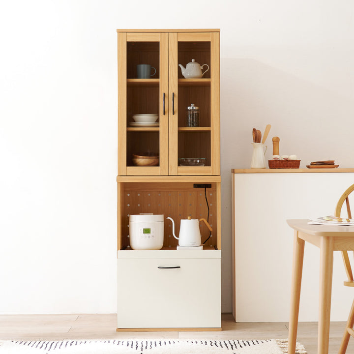 並べて使える食器棚幅60cm2口コンセントスライド棚Aタイプ