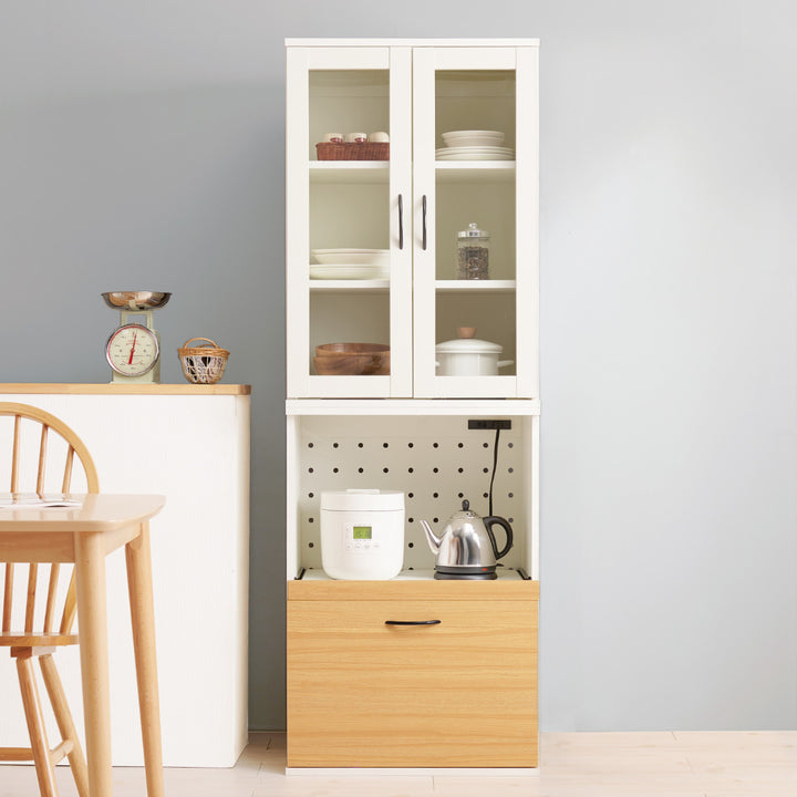 並べて使える食器棚幅60cm2口コンセントスライド棚Aタイプ