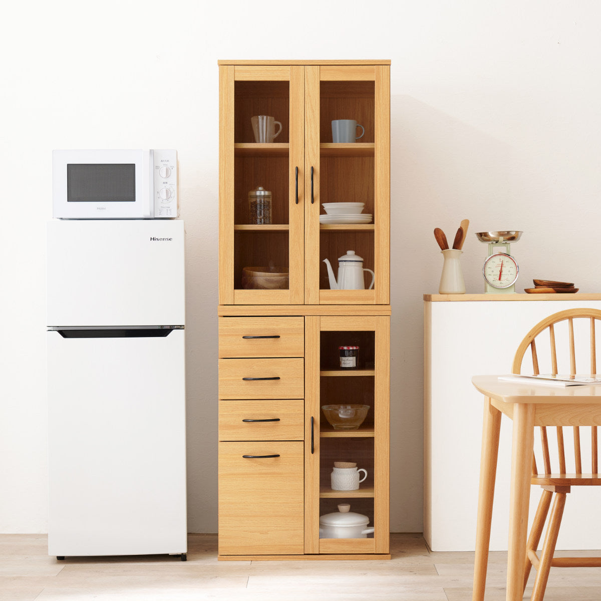 並べて使える 食器棚 幅60cm ガラス扉収納 Bタイプ – ハウジー