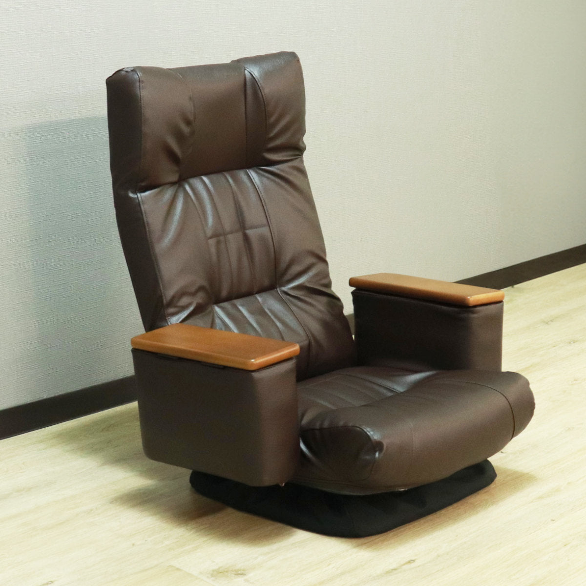 座椅子 回転式 ポケット肘付座椅子 背もたれ14段階リクライニング