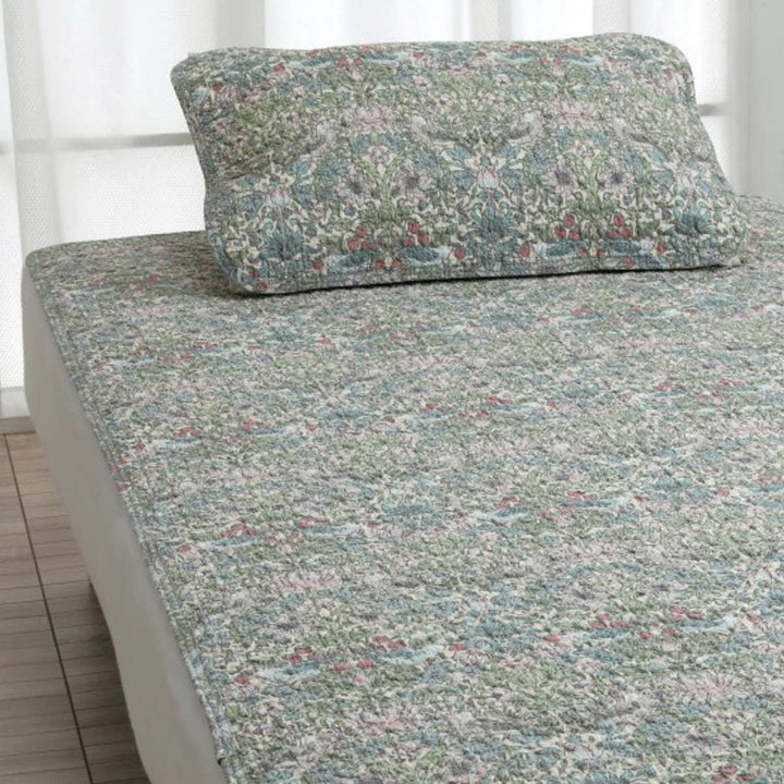 敷パッドシングル綿100％ウィリアムモリスいちご泥棒