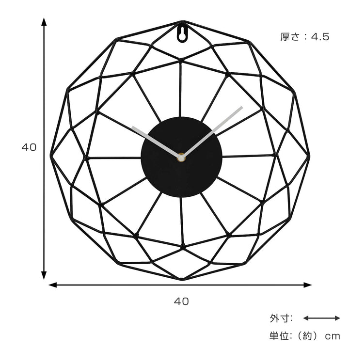掛け時計ポリゴンアートアプリクス直径40cm