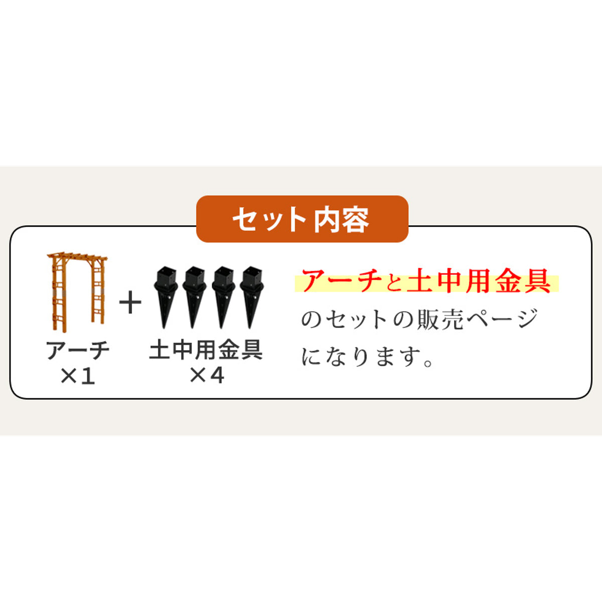アーチ 天然木製フレックスパーゴラアーチ 幅190cm 埋め込み金具セット