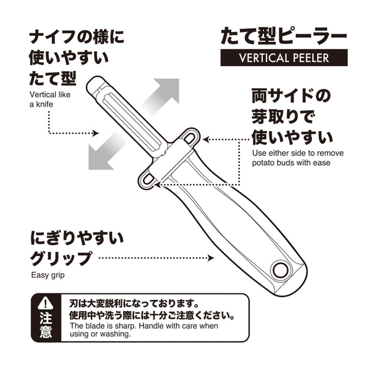 ピーラーたて型にぎりやすいピーラー日本製I字ピーラー