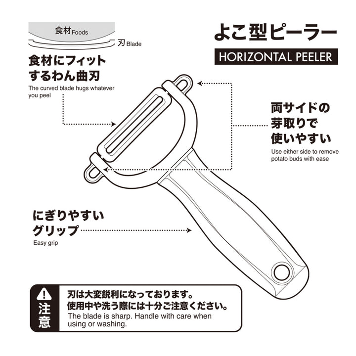 ピーラーよこ型にぎりやすいピーラー日本製T字ピーラー