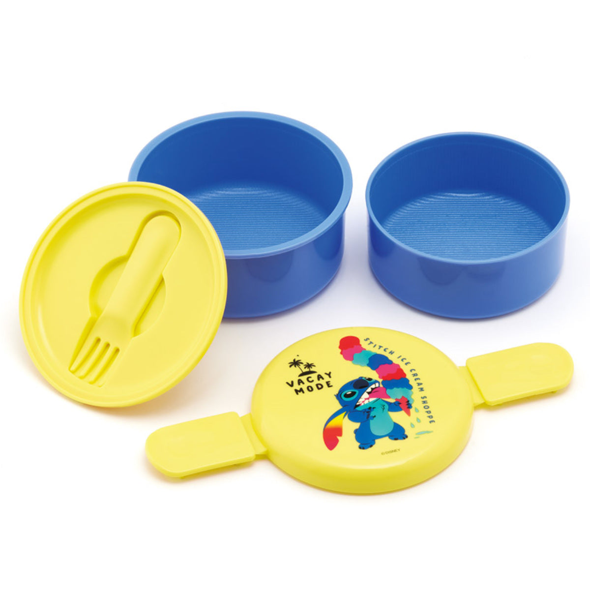 お弁当箱 2段 500ml 抗菌丸型ランチボックス スティッチカラフル