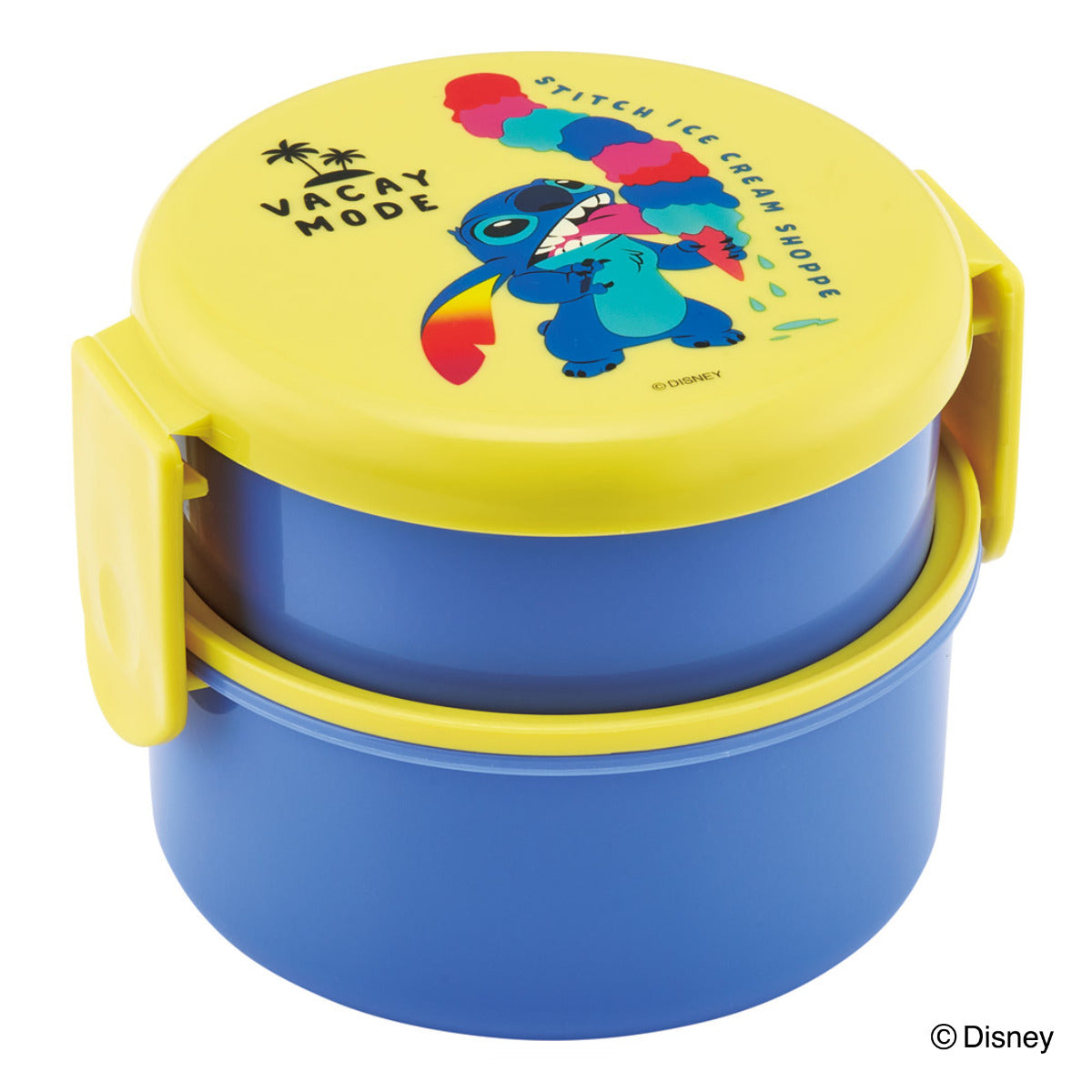 お弁当箱 2段 500ml 抗菌丸型ランチボックス スティッチカラフル