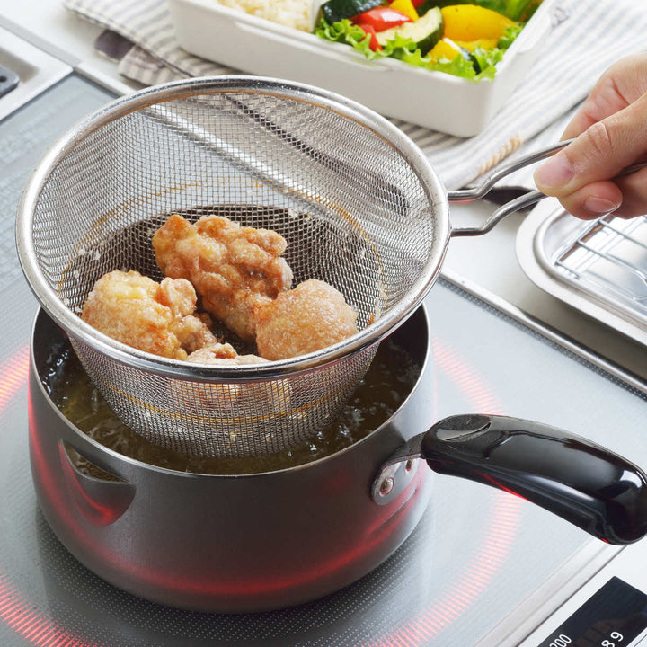 天ぷら鍋16cmIH対応ストレーナー付きお弁当フライヤー日本製
