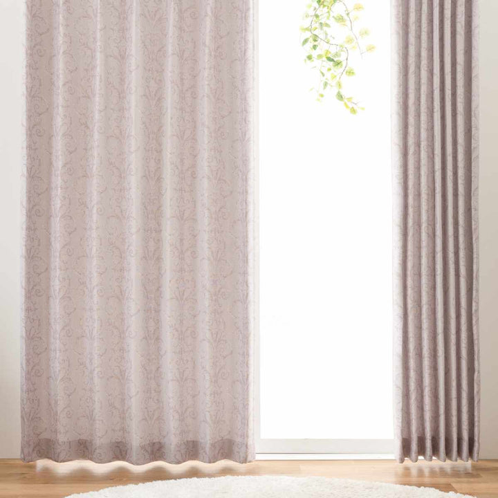 カーテン3級遮光シャロン100×135～200cm2枚形状記憶洗えるローズ