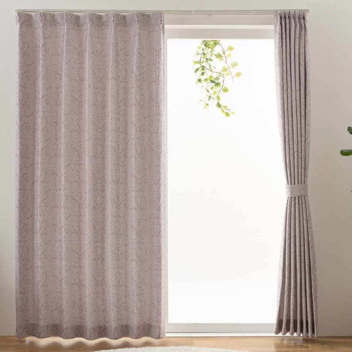 カーテン3級遮光シャロン100×135～200cm2枚形状記憶洗えるローズ