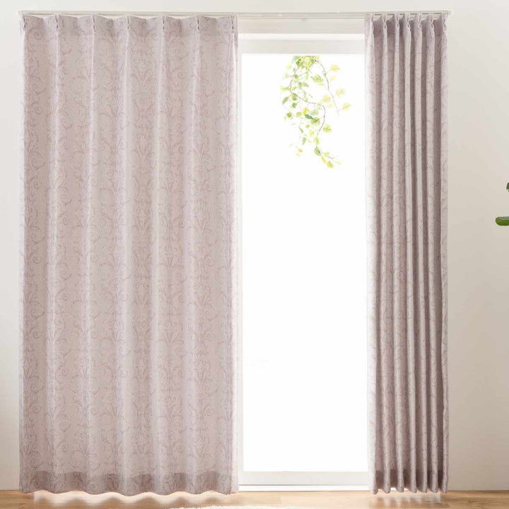 カーテン3級遮光シャロン100×135～200cm2枚形状記憶洗えるローズ