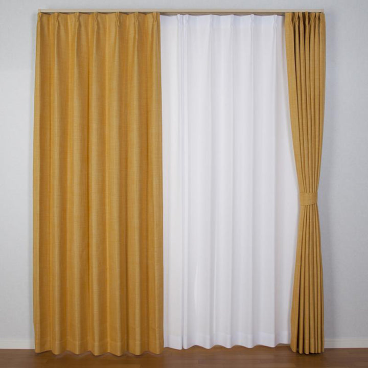 カーテン2級遮光ジェード100×135～200cm2枚形状記憶洗えるイエロー