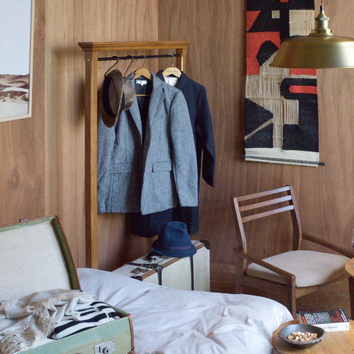 ハンガーラック幅91cmS字フック2個付き天然木