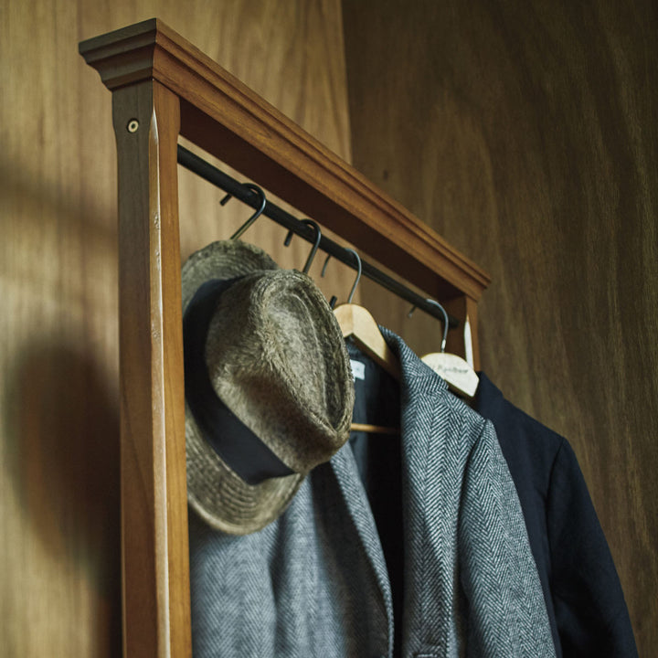 ハンガーラック幅91cmS字フック2個付き天然木