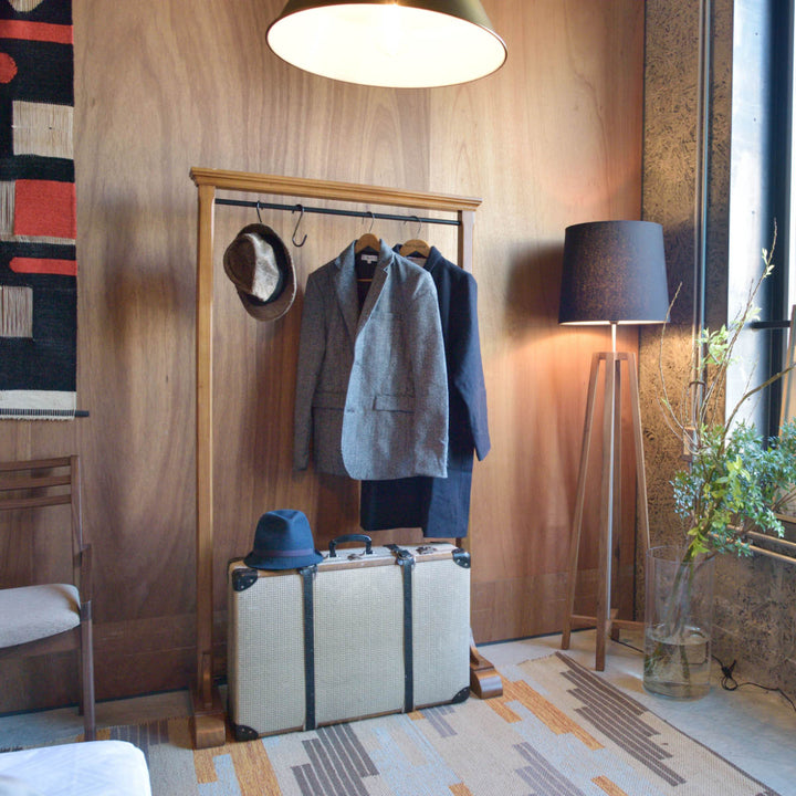 ハンガーラック幅91cmS字フック2個付き天然木