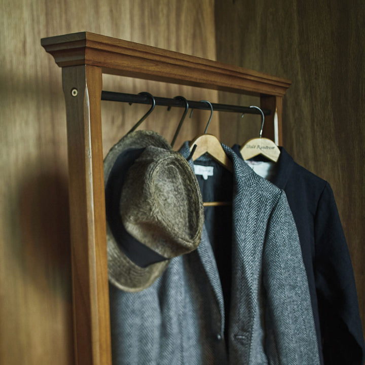 ハンガーラック幅91cmS字フック2個付き天然木