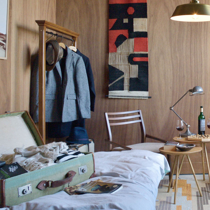 ハンガーラック幅91cmS字フック2個付き天然木