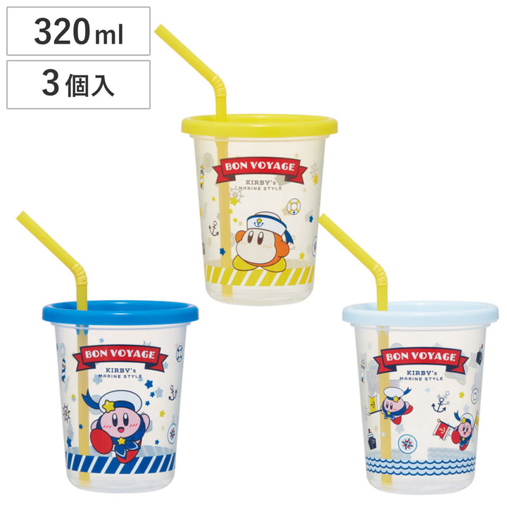 コップストロー付き3個入り320ml星のカービィプラスチック