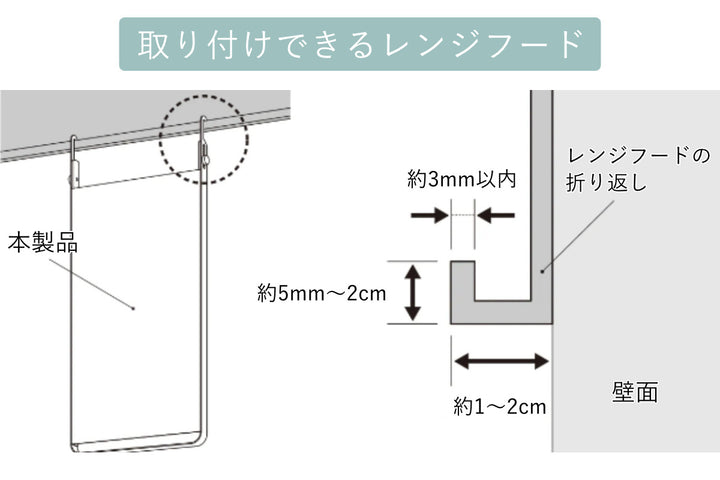 コンロ奥ラックレンジフードパネルマットホワイト