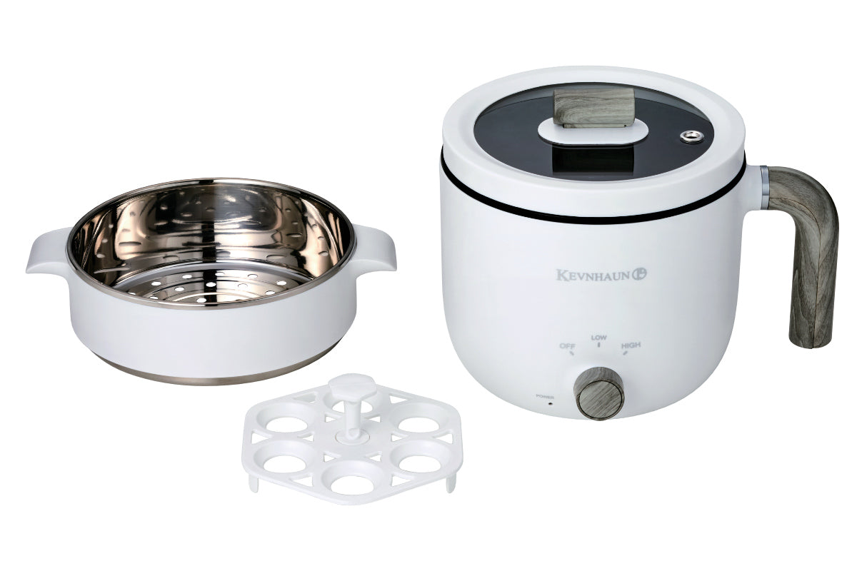 KEVNHAUN 電気マルチポット 1L 蒸し皿付き エッグスタンド付き 電気鍋