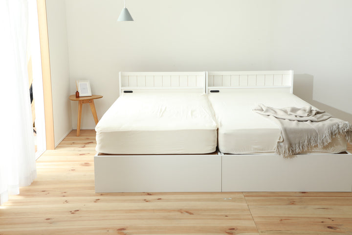 収納付きベッドセミシングル引出し2杯宮棚2口コンセント日本製