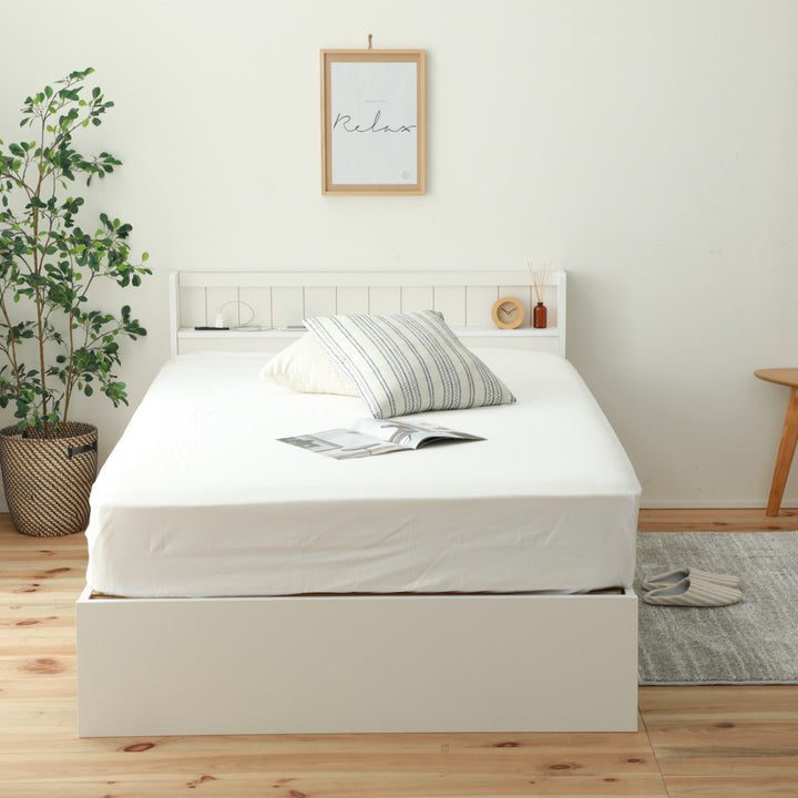 収納付きベッドセミシングル引出し2杯宮棚2口コンセント日本製