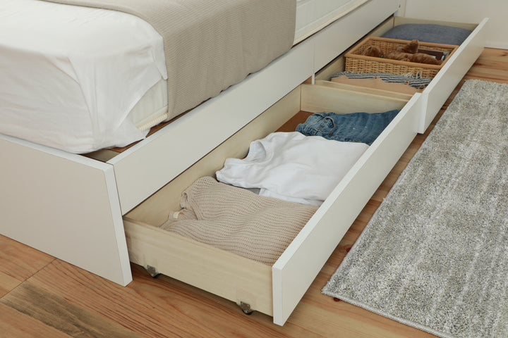 収納付きベッドセミシングル引出し2杯宮棚2口コンセント日本製