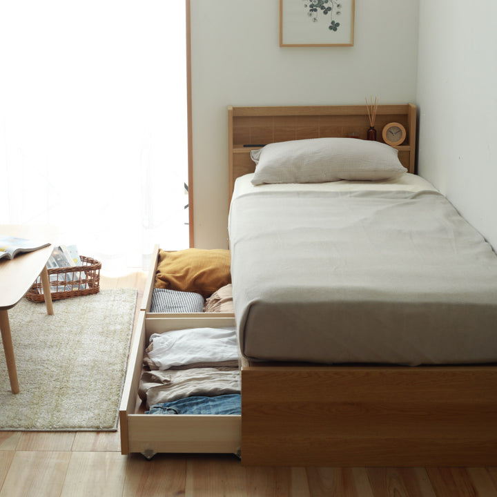 収納付きベッドショートセミシングルマットレス付夜香ハイグレード81×192cm日本製