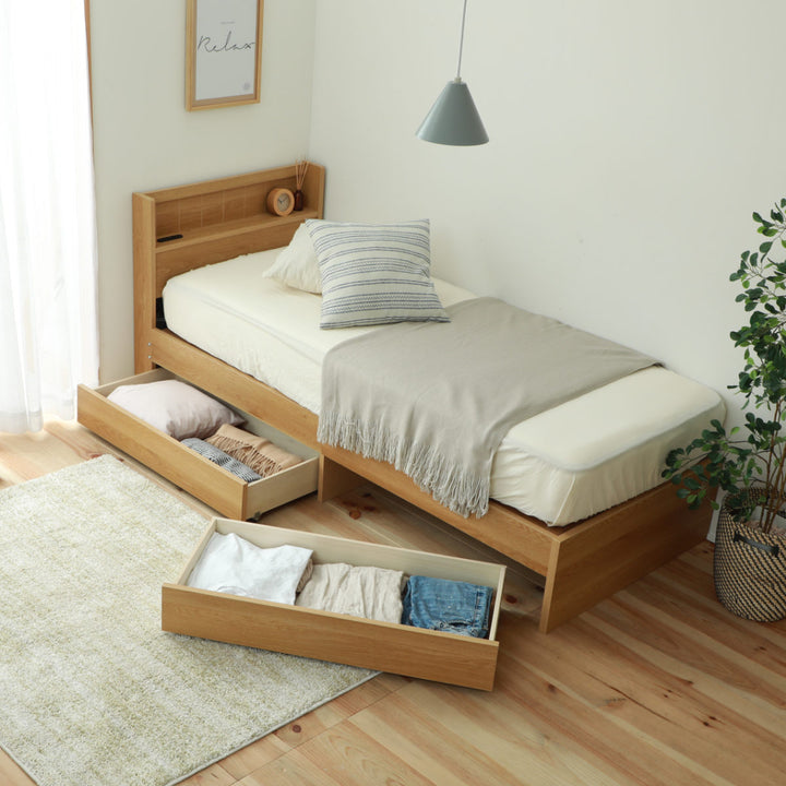 収納付きベッドショートセミシングルマットレス付夜香ハイグレード81×192cm日本製