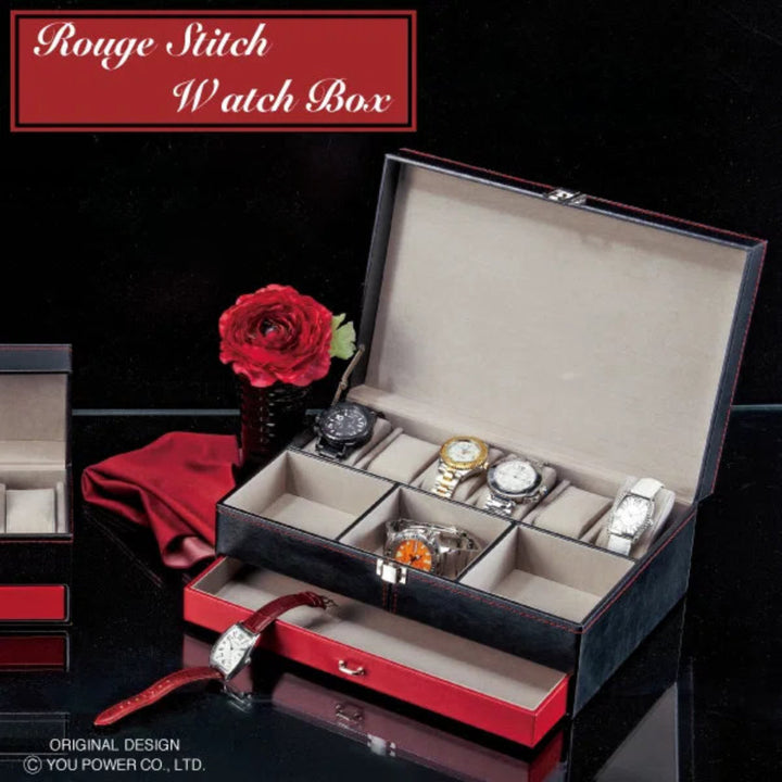時計ケースルージュステッチウォッチボックス6個小物入れ