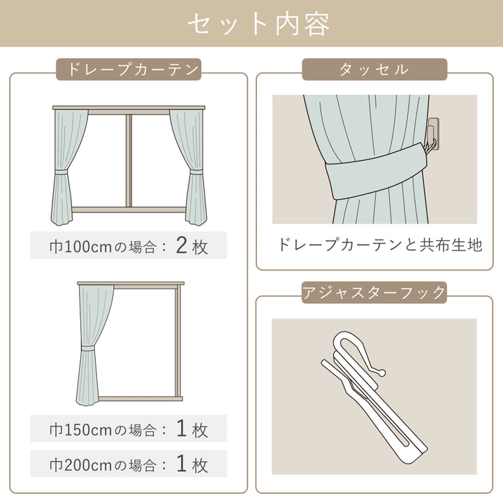 カーテン3級遮光ボタニッシュ100×133～200cm2枚、150×178cm・200×178cm・200×230cm1枚形状記憶