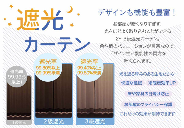 カーテン2級遮光ジャングル100×135～200cm2枚、150×178cm・200×178cm・200×230cm1枚形状記憶洗える