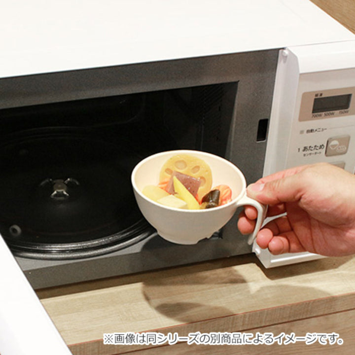 茶碗370ml持ちやすい木製風ハンドル付介護食器プラスチック製バイオマス日本製