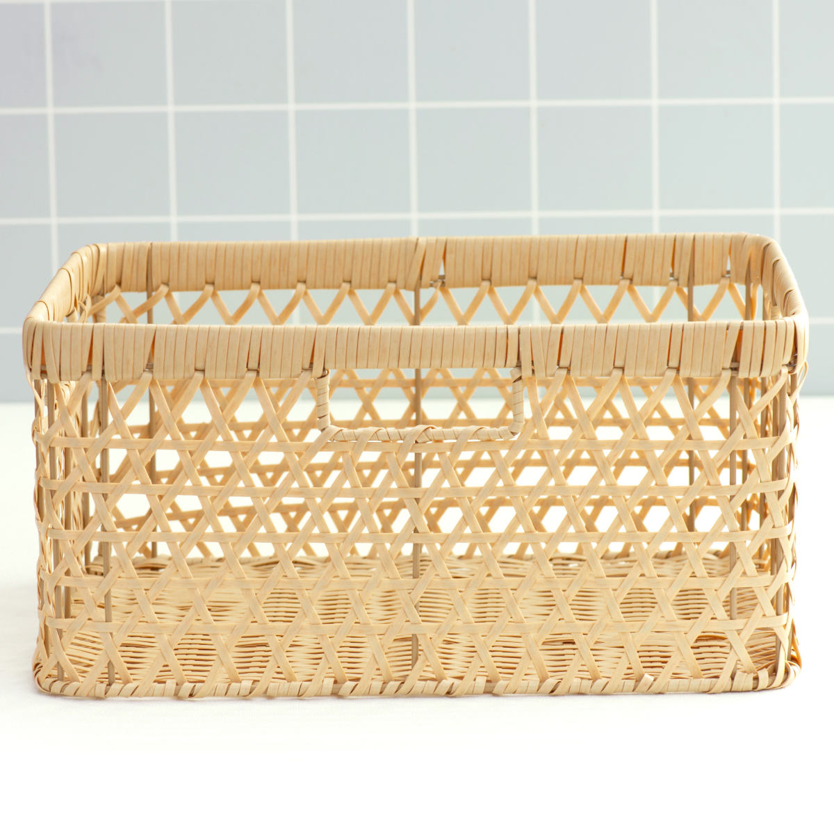 かご バンブス フェイク PE 竹 収納 バスケット 角型 深型 洗える