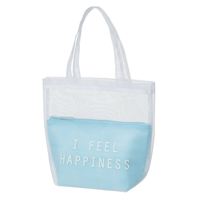 トートバッグ ポーチ付メッシュバッグ シースルーカラー