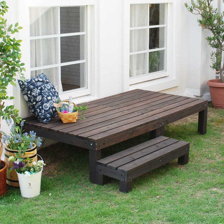 ウッドデッキユニットウッドデッキアルモニー90×90cm2個組ステップ付