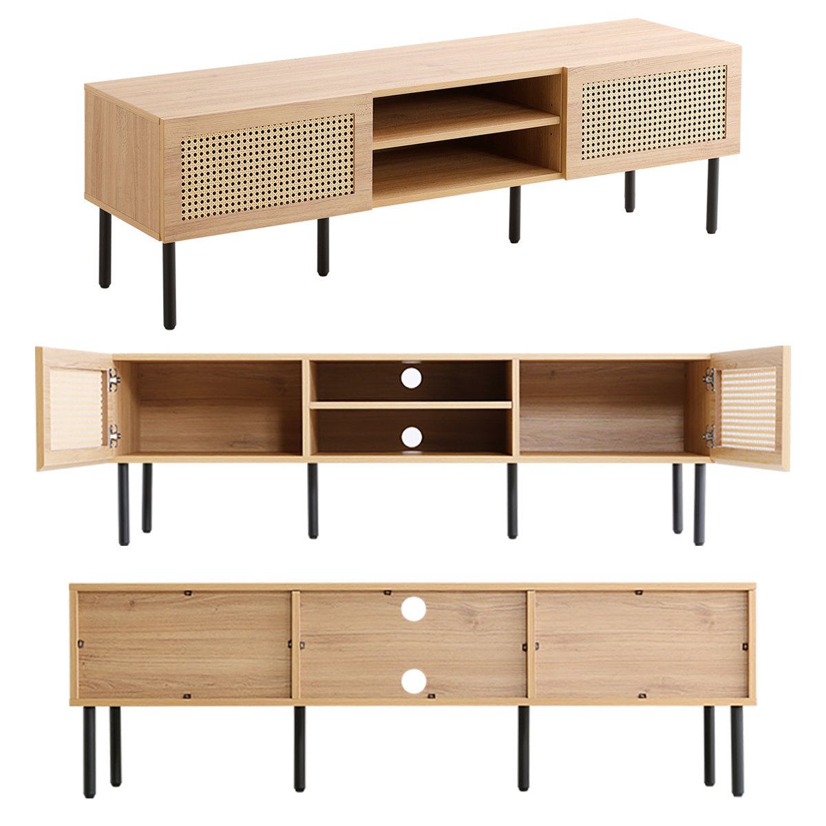 kmart テレビ台 ナチュラルラタンエンターテイメントユニット/シェルフ