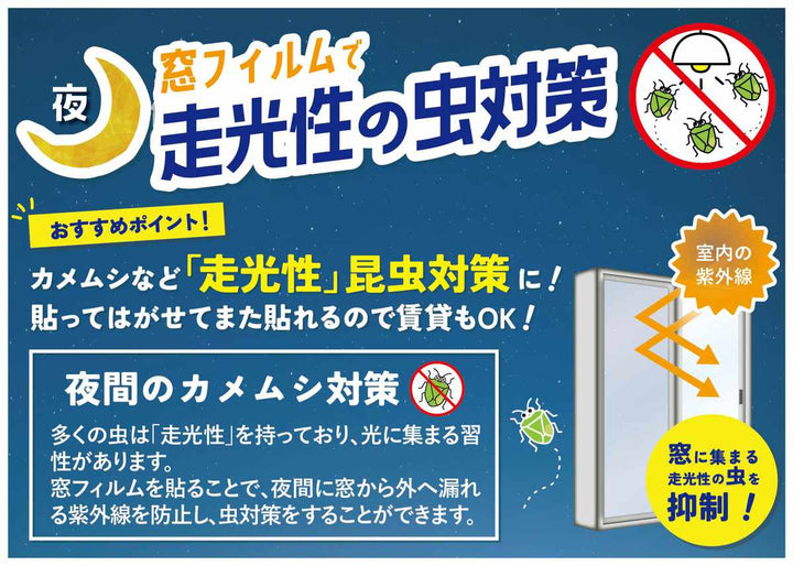 窓フィルム窓貼りシートカメムシ対策台風対策UVカット飛散防止1枚入り90×180