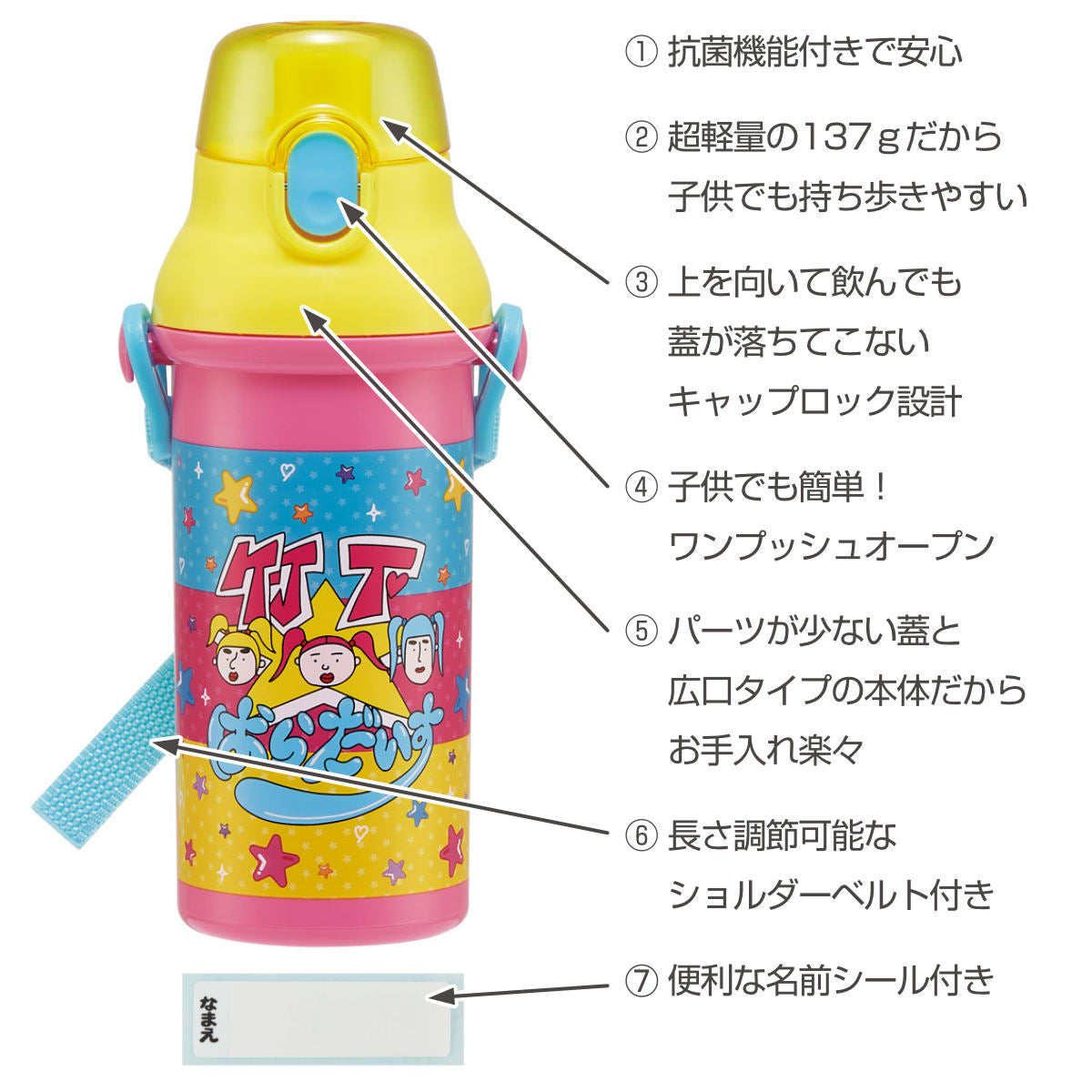 水筒 480ml 抗菌直飲プラボトル 竹下☆ぱらだいす – ハウジー