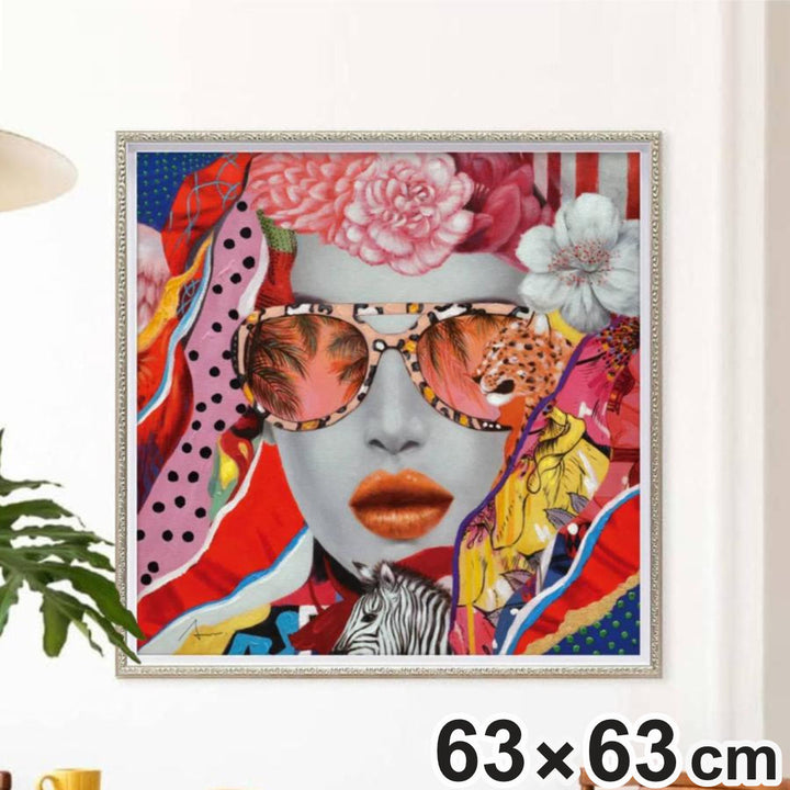 アートパネルオイルペイントアート『ワイルドコラージュ』63×63cm