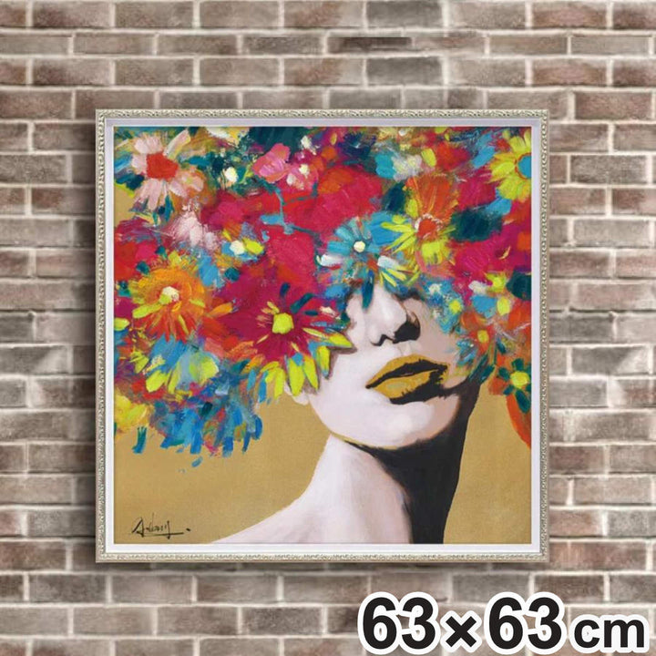 アートパネルオイルペイントアート『コスモスウーマン』63×63cm