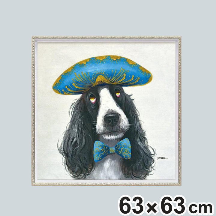 アートパネルオイルペイントアート『ナポレオンドッグ』63×63cm