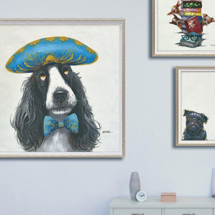 アートパネルオイルペイントアート『ナポレオンドッグ』63×63cm