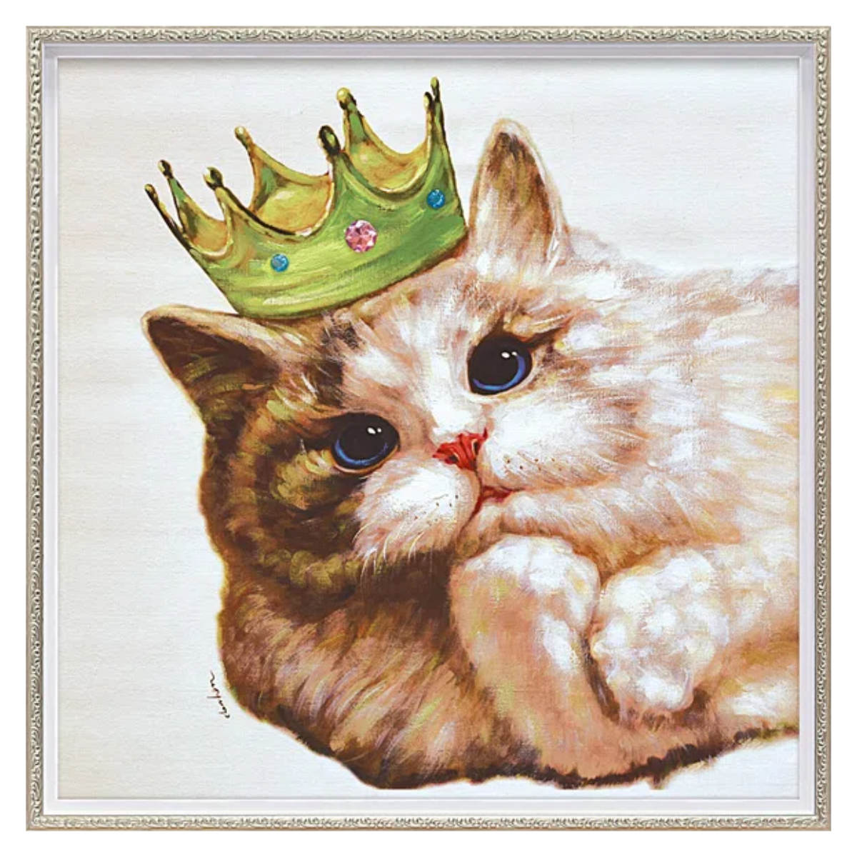 ☆新品☆【キングキャット】オイルペイントアート 猫 油絵 アートパネル オイルペイントアート 『キング キャット』 63×63cm