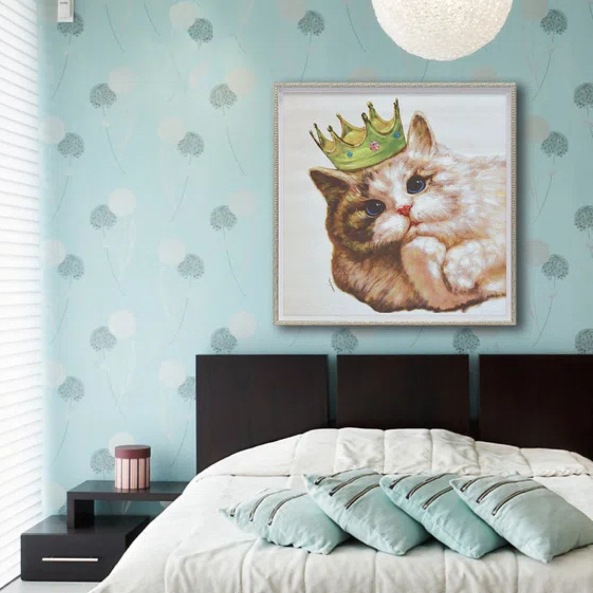 アートパネル オイルペイントアート 『キング キャット』 63×63cm