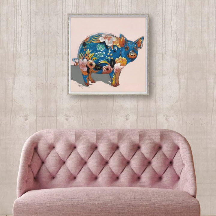 アートパネルオイルペイントアート『ペイントピッグ』63×63cm